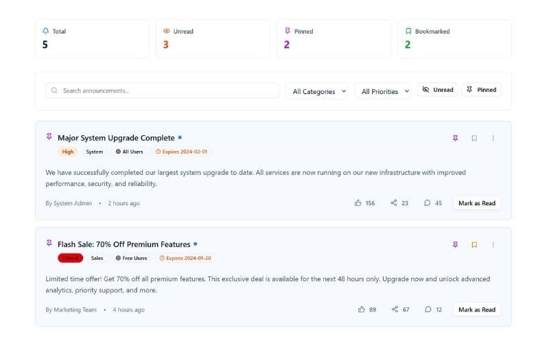 Advanced Announcements