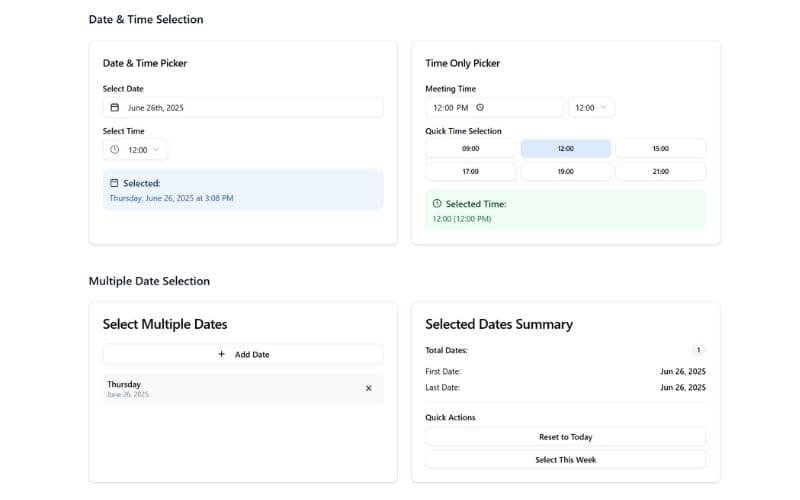 Advanced Date Pickers