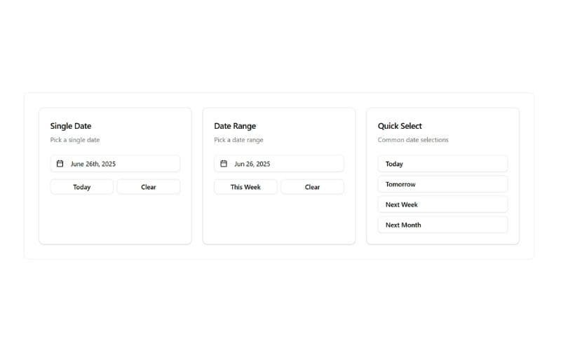 Date Picker Calendars