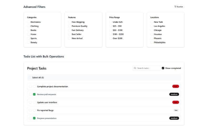 Interactive Checkboxes