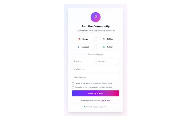 Social Sign Up